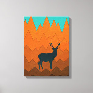 Herten silhouet Herfst Kleurrijk Abstract Canvas Afdruk