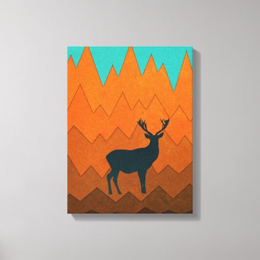 Herten silhouet Herfst Kleurrijk Abstract Canvas Afdruk (Voorkant)
