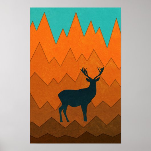 Herten silhouet Herfst Kleurrijk Abstract Poster (Voorkant)