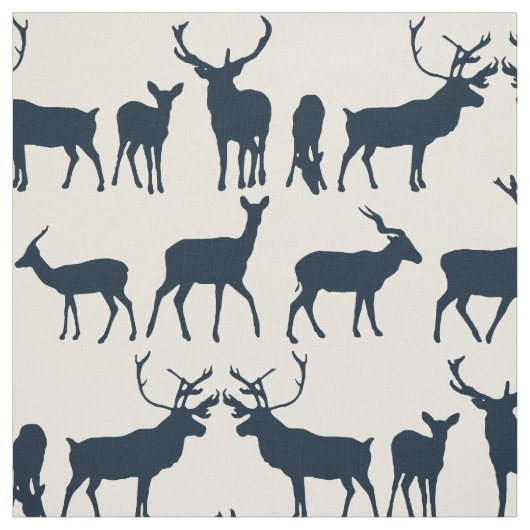 Herten silhouet indigo ivoor stof (Swatch)
