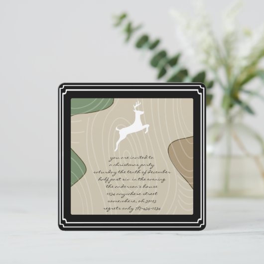 Herten Silhouet Kerstdiner uitnodigingen (Staand voorkant)