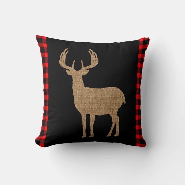 Herten Silhouet met Plaid Kussen (Voorkant)