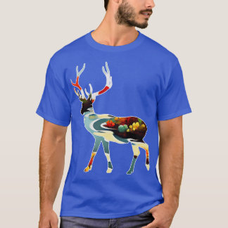 Herten silhouet rivier natuur waterverf schilderij t-shirt