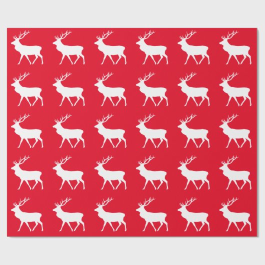 Herten Silhouet Rode Kerstmis Cadeaupapier (Vlak)