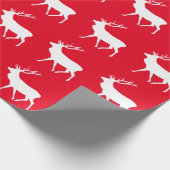 Herten Silhouet Rode Kerstmis Cadeaupapier (Hoek)