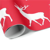 Herten Silhouet Rode Kerstmis Cadeaupapier (Rol Hoek)