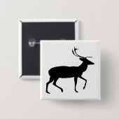 Herten Silhouet Vierkante Button 5,1 Cm (Voorkant /achterkant)