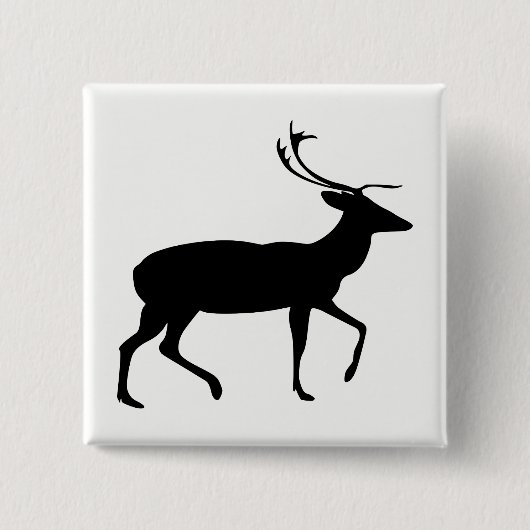 Herten Silhouet Vierkante Button 5,1 Cm (Voorkant)