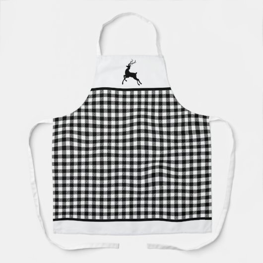 Herten Silhouet Zwart & Wit Buffel Plaid Schort (Voorkant)