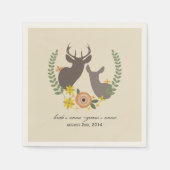 Herten + Sinaasappel Bloemen Trouwservetten Servetten (Voorkant)
