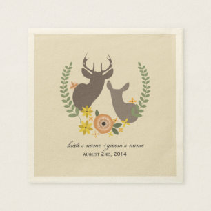 Herten + Sinaasappel Bloemen Trouwservetten Servetten