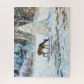 Herten Sneeuw Natuur Kunst Grote Puzzel (Verticaal)