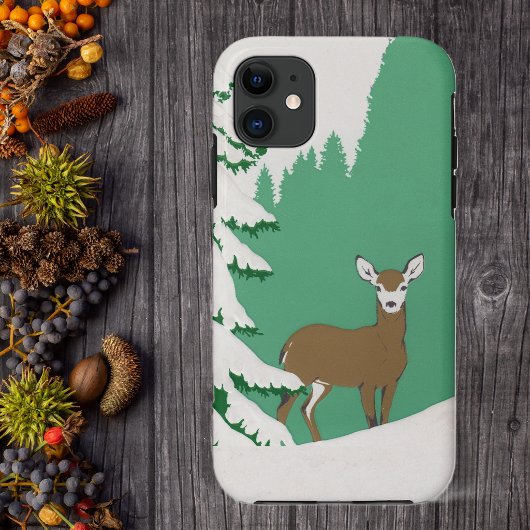 Herten Sneeuw Wintertafereel Dennenboom Case-Mate iPhone Case
