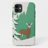 Herten Sneeuw Wintertafereel Dennenboom Case-Mate iPhone Case (Achterkant)