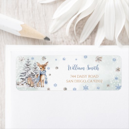 Herten Snowflakes Winter Retour Adres Etiket (Insitu)