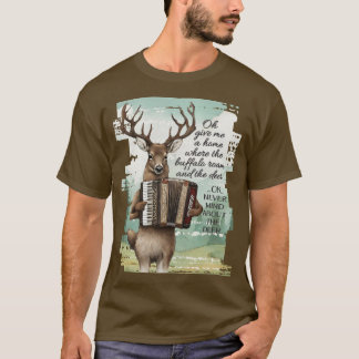 Herten spelen accordeon Amerikaanse west buffalo r T-shirt