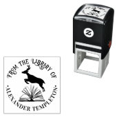 Herten springen over open boek Bibliotheek Naam Zelfinktende Stempel (In situ)