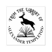 Herten springen over open boek Bibliotheek Naam Zelfinktende Stempel (Design)