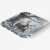 Herten staan bij Icy Pond Papieren Bordje (Gebogen)