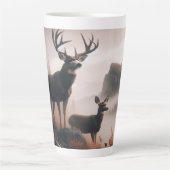 Herten staan majestueus in Misty Mountain Latte Mok (Voorkant)