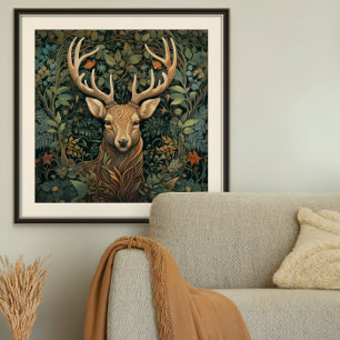Herten Stag met gewei in Magic Forest Perfect Poster