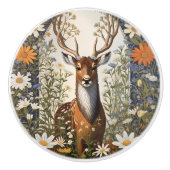 Herten te midden van madeliefjes keramische knop (Voorkant)