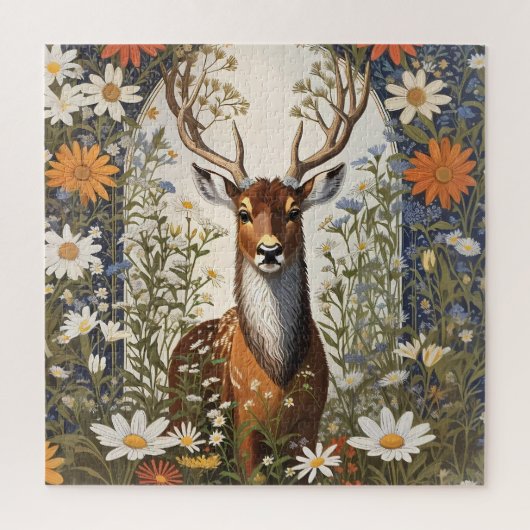 Herten te midden van madeliefjes legpuzzel (Verticaal)