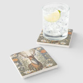 Herten te midden van madeliefjes stenen onderzetter (Zijkant)