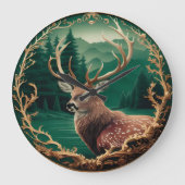 Herten tegen een bergbos grote klok (Voorkant)