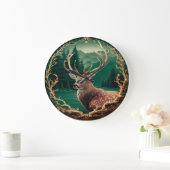 Herten tegen een bergbos grote klok (Huis)