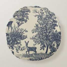 Herten Toile Patroon Boslandschap Botanisch Rond Kussen