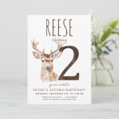 Herten tweede verjaardag uitnodiging (Staand voorkant)