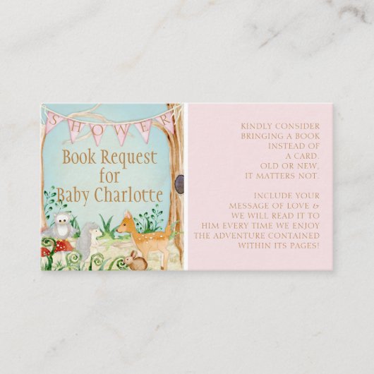 Herten Uil Bos Bosdieren Boek Verzoek Visitekaartje (Voorkant)