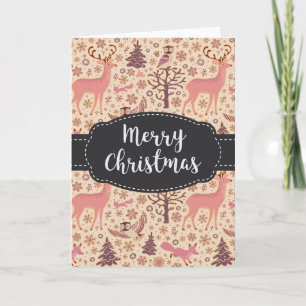  herten uil vos Bossen vrolijke kerst Kaart