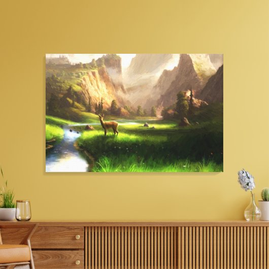 Herten Valley olieverfschilderij Print (Insitu (Woonkamer))