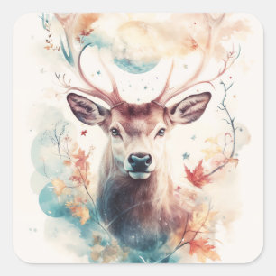 Herten van de sterren en herfst vierkante sticker