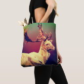 Herten veelhoek ontwerp tote bag (Dichtbij)