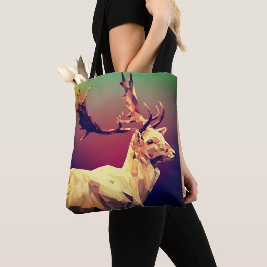 Herten veelhoek ontwerp tote bag (Dichtbij)