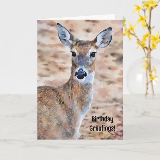 Herten Verjaardag Kaart Pun en Goede Wensen (Gele Bloem)