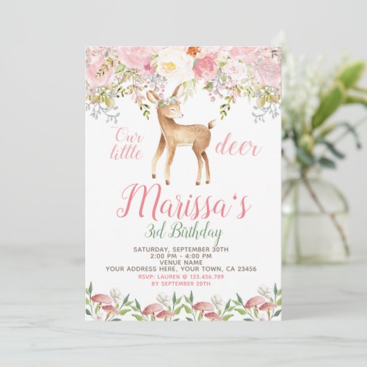 Herten Verjaardag Uitnodiging (Staand voorkant)