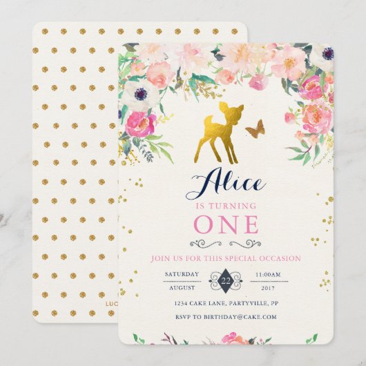Herten Verjaardag Uitnodiging (Voorkant / Achterkant)