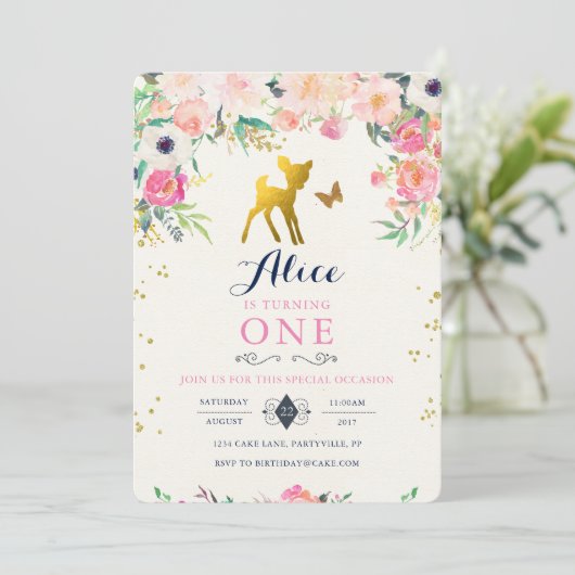 Herten Verjaardag Uitnodiging (Staand voorkant)