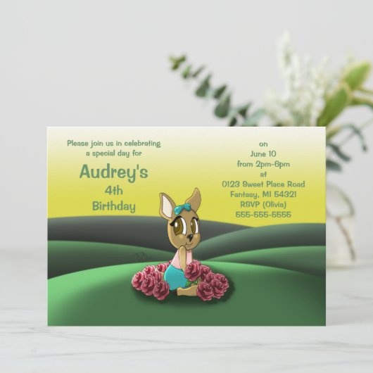 Herten verjaardagsfeestje kaart (Staand voorkant)