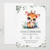 Herten verjaardagsuitnodiging, Forest Animals Birt Kaart (Voorkant / Achterkant)