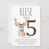 Herten vijfde verjaardag uitnodiging (Voorkant)