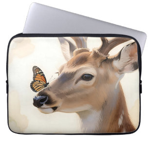 Herten Vlinder Aquarel Laptop Sleeve