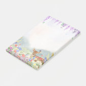 Herten, vlinder, lila's en voorjaarsbloemen post-it® notes (Schuin)