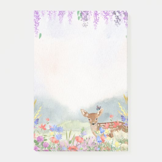 Herten, vlinder, lila's en voorjaarsbloemen post-it® notes (Voorkant)