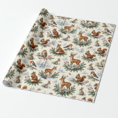 Herten, Vos, Konijn & Winter Bos Kerstmis Cadeaupapier (Uitgerold)