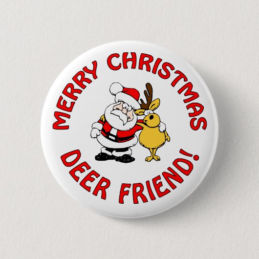 "Herten Vriend" Kerstmis knop Ronde Button 5,7 Cm (Voorkant)